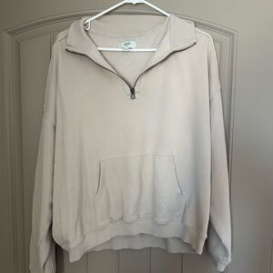 Aerie Cream Zip Up Sweater Soft Knit
